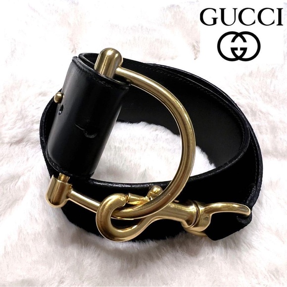 Gucci Belt GG Horsebit Black Suede - Picture 4 of 4